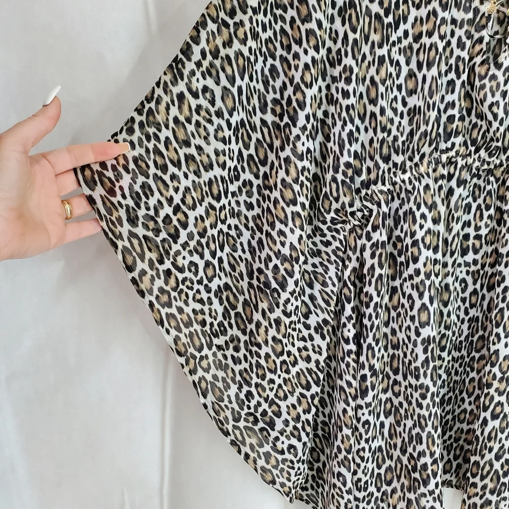 Tommy Bahama Animal Print Lace-up Tunic Swim Cover Up Sz L/XL Stretch Waist - Picture 7 of 12